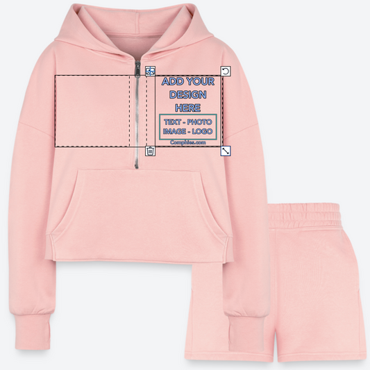 Customize Women’s Cropped Hoodie & Jogger Short Set - Front