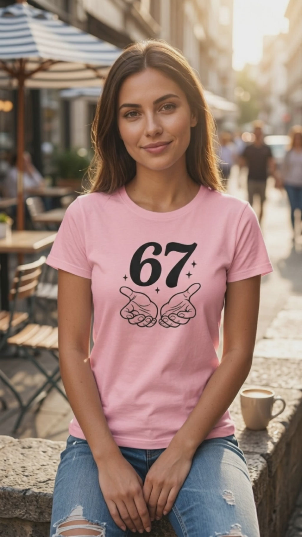 Six Seven 67 Hand Gesture Women's T-Shirt Video