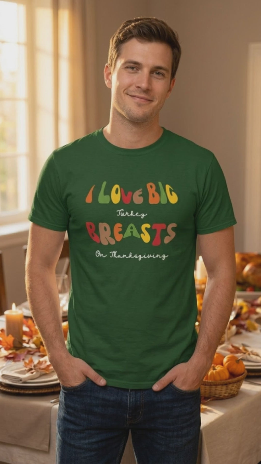 I Love Big Turkey Breasts on Thanksgiving T-Shirt Video
