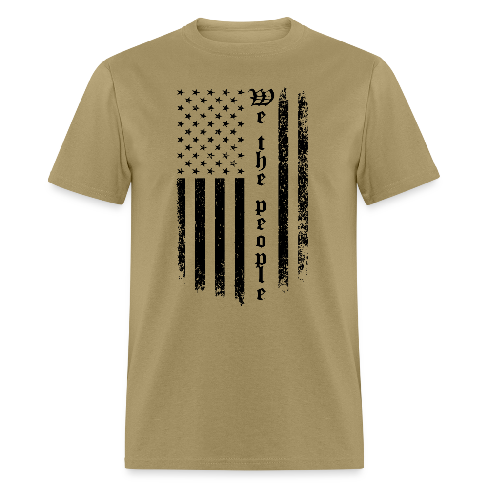 We The People T-Shirt Flag in Black Color: khaki
