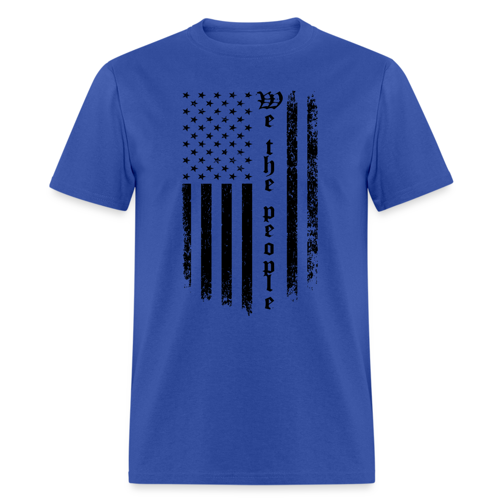 We The People T-Shirt Flag in Black Color: royal blue
