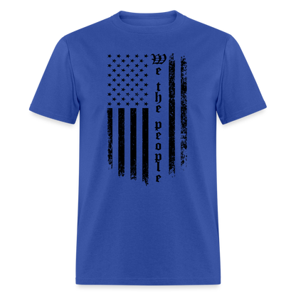 We The People T-Shirt Flag in Black Color: royal blue