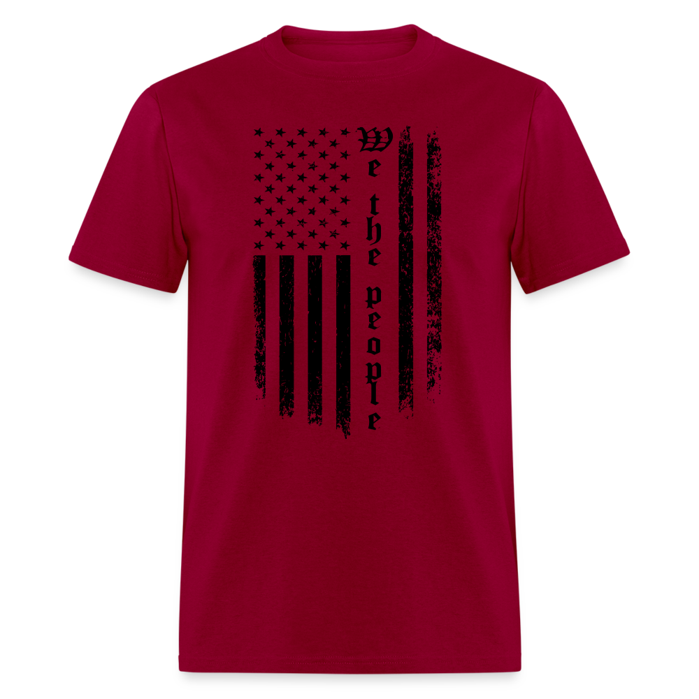 We The People T-Shirt Flag in Black Color: dark red
