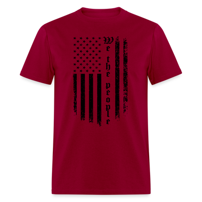 We The People T-Shirt Flag in Black Color: dark red