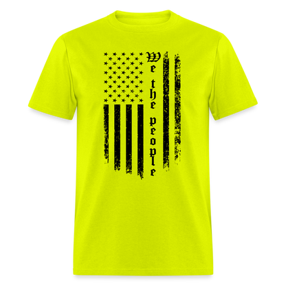 We The People T-Shirt Flag in Black Color: safety green