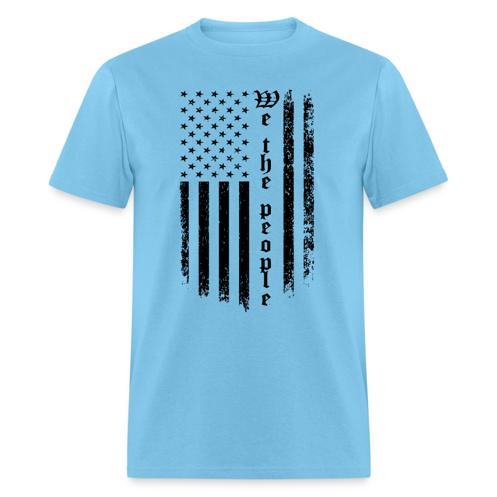 We The People T-Shirt Flag in Black Color: aquatic blue