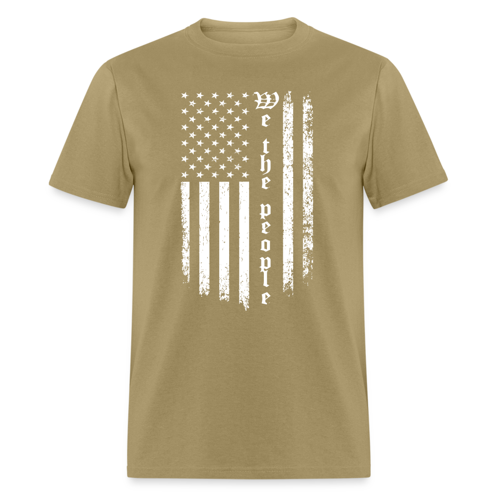 We The People T-Shirt Flag in White Color: khaki