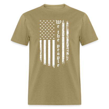 We The People T-Shirt Flag in White Color: khaki