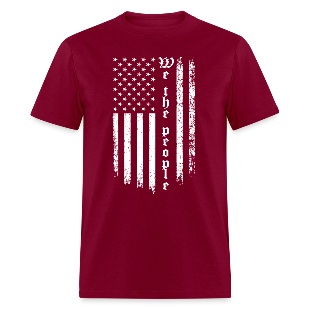 We The People T-Shirt Flag in White Color: burgundy