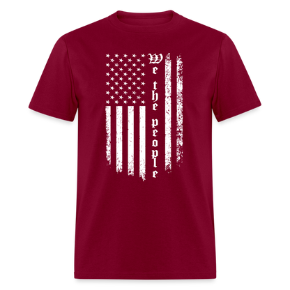 We The People T-Shirt Flag in White Color: burgundy