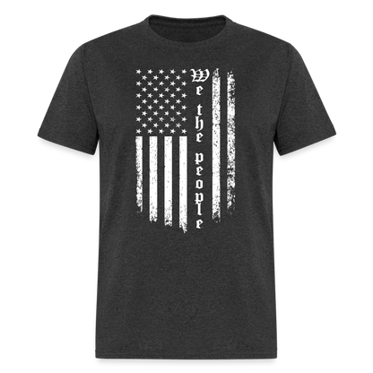 We The People T-Shirt Flag in White Color: heather black