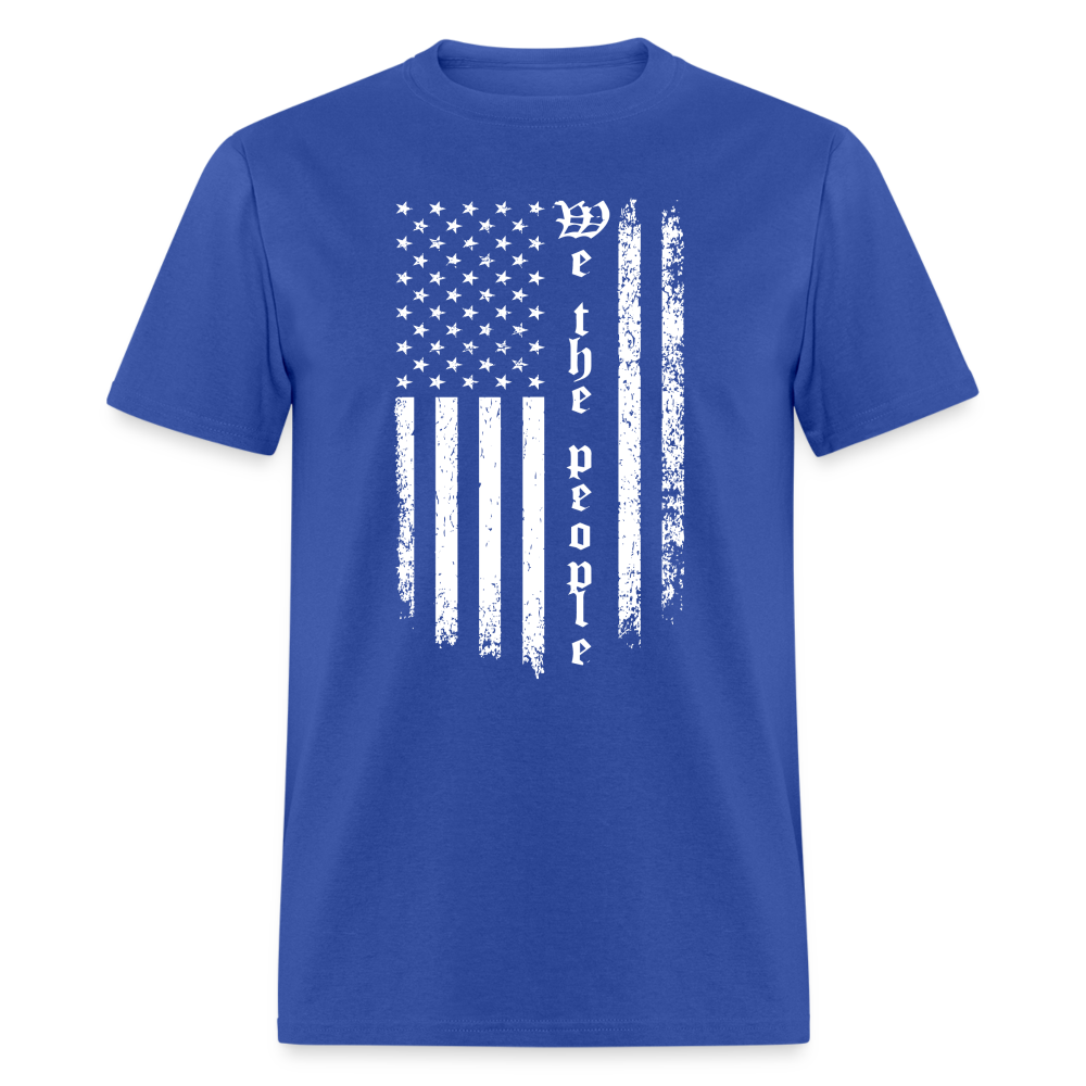We The People T-Shirt Flag in White Color: royal blue