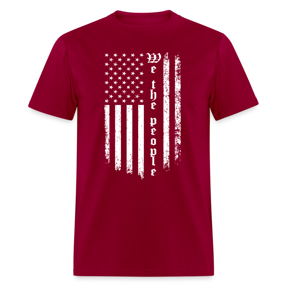 We The People T-Shirt Flag in White Color: dark red