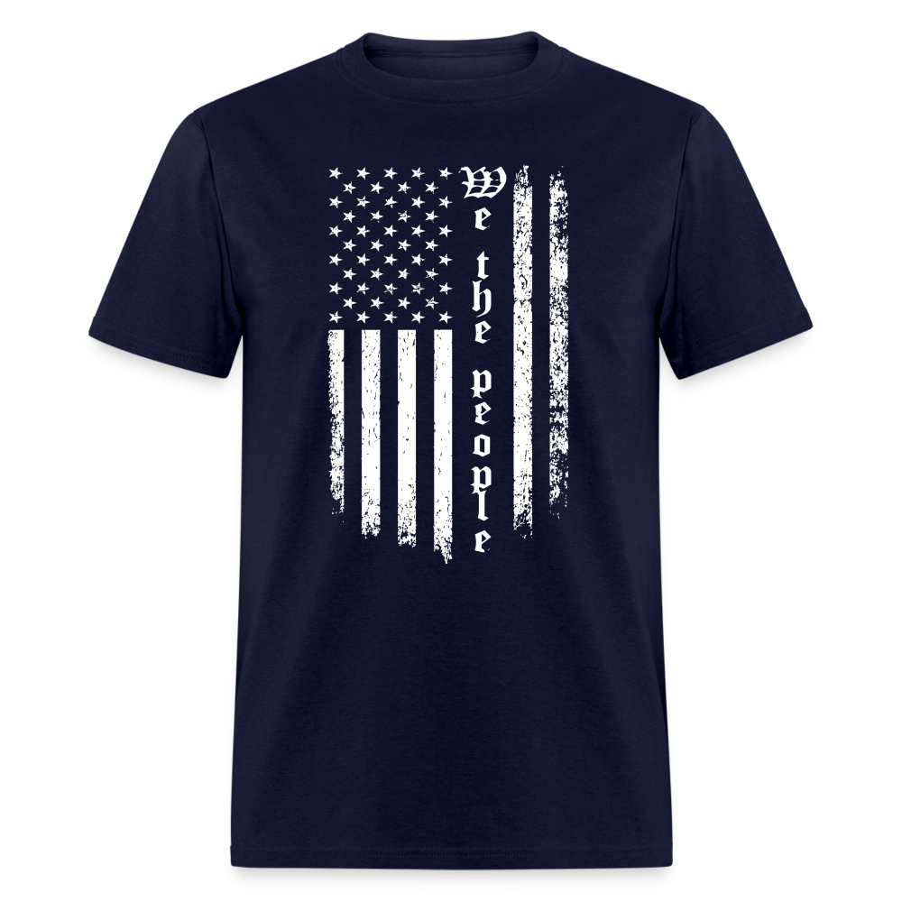 We The People T-Shirt Flag in White Color: navy