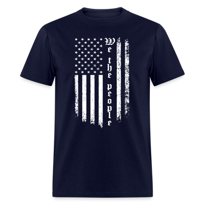We The People T-Shirt Flag in White Color: navy