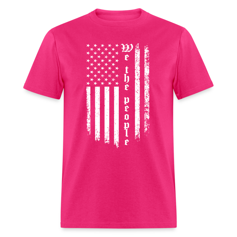 We The People T-Shirt Flag in White Color: fuchsia