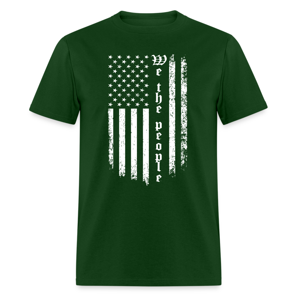 We The People T-Shirt Flag in White Color: forest green