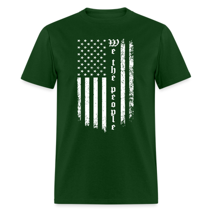 We The People T-Shirt Flag in White Color: forest green