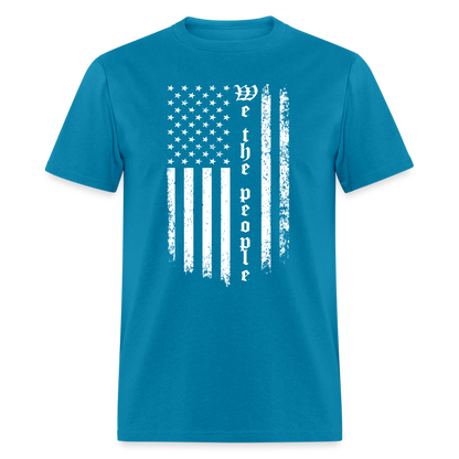 We The People T-Shirt Flag in White Color: turquoise