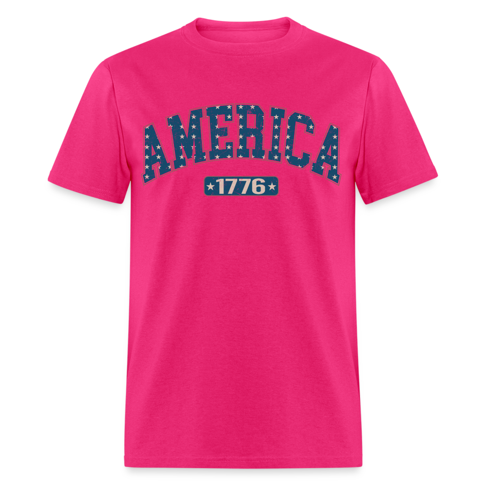 America 1776 T-Shirt (Retro) Color: fuchsia
