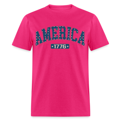 America 1776 T-Shirt (Retro) Color: fuchsia