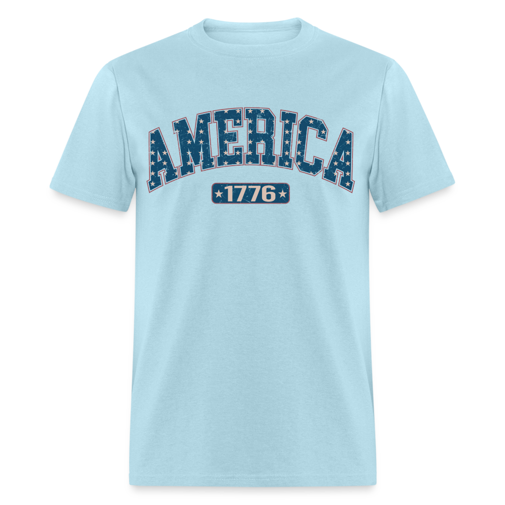 America 1776 T-Shirt (Retro) Color: powder blue