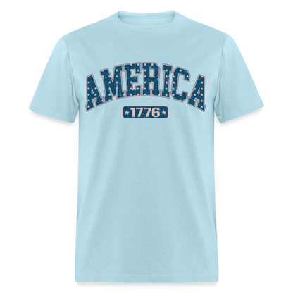 America 1776 T-Shirt (Retro) Color: powder blue