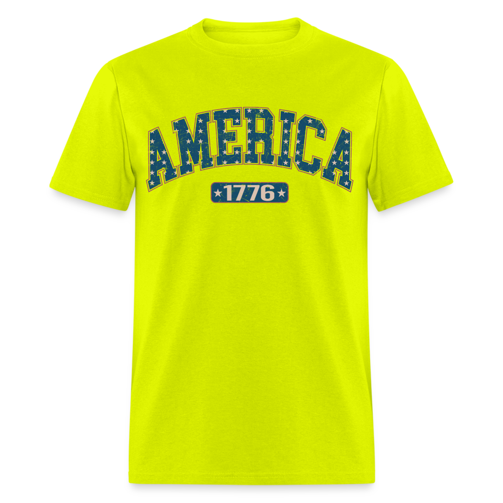 America 1776 T-Shirt (Retro) Color: safety green