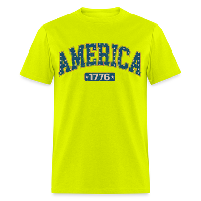 America 1776 T-Shirt (Retro) Color: safety green