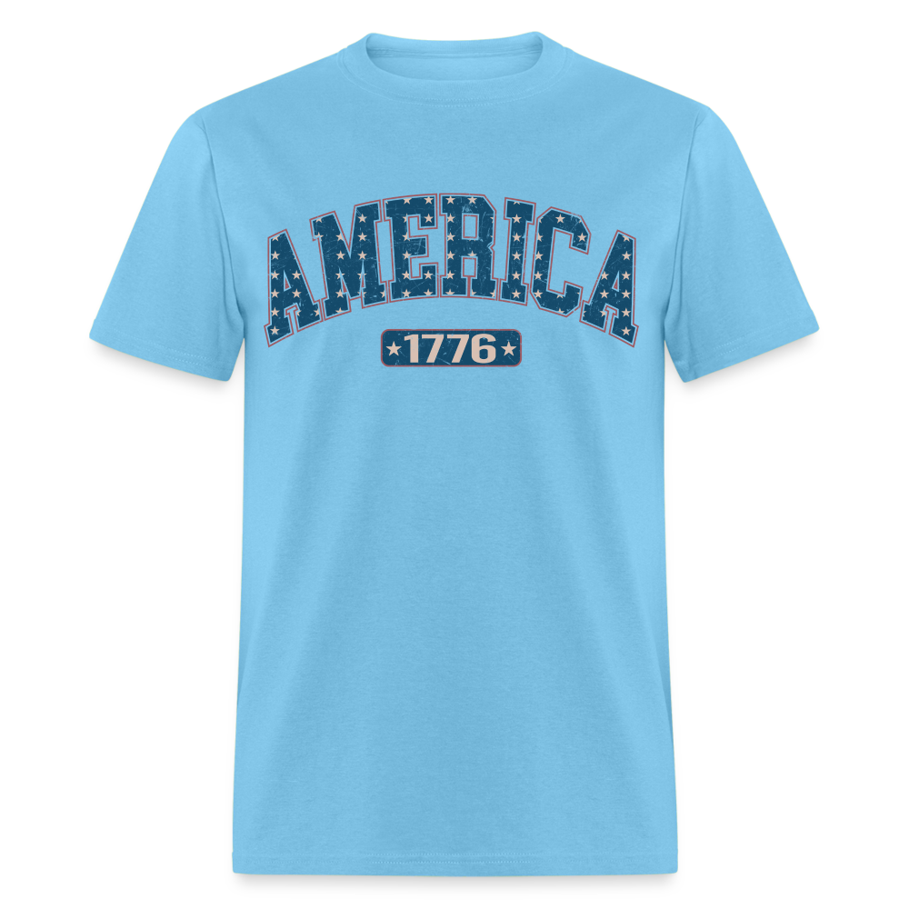 America 1776 T-Shirt (Retro) Color: aquatic blue
