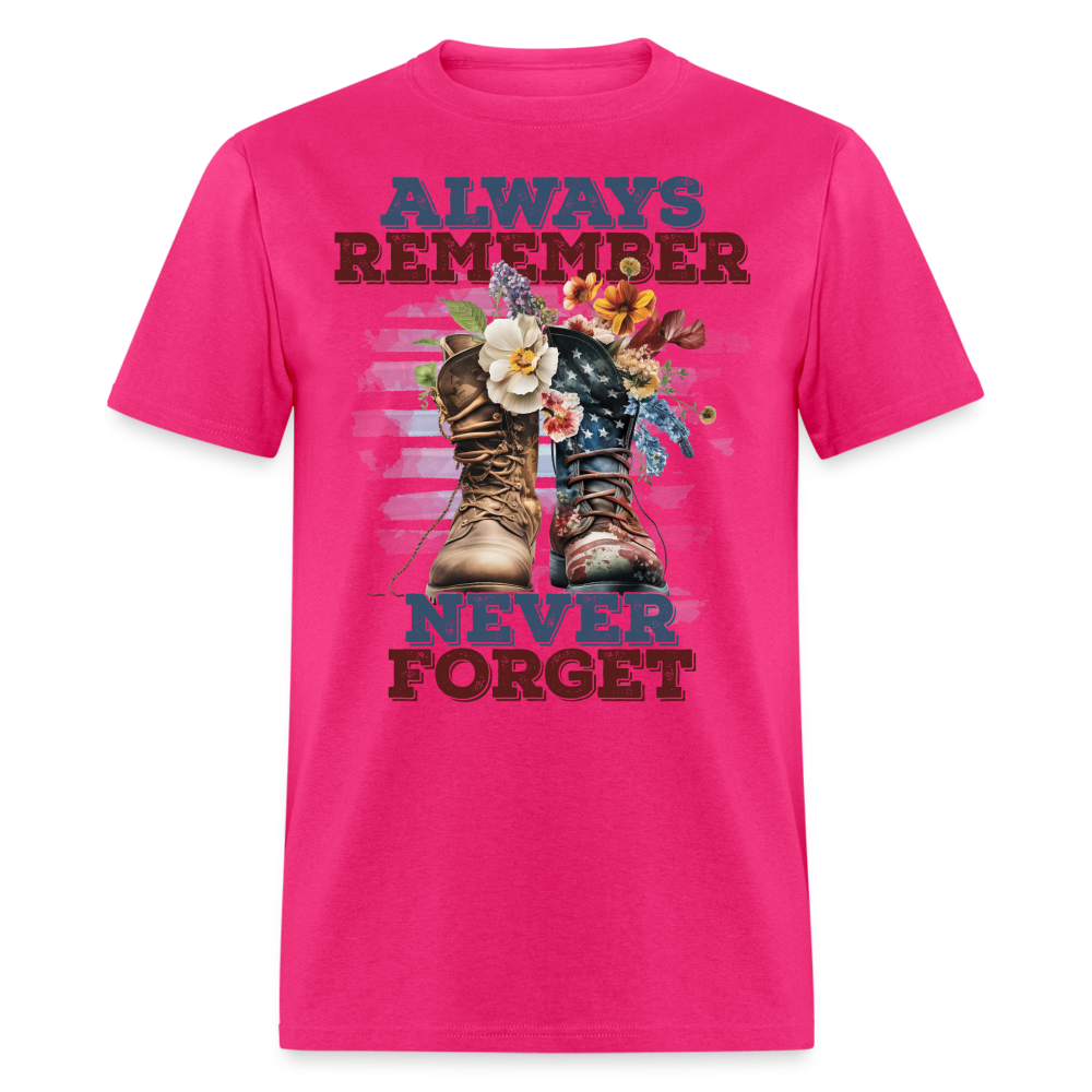 Always Remember Never Forget T-Shirt Color: fuchsia