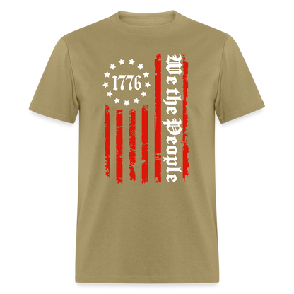 We The People 1776 T-Shirt Flag with Red Stripes Color: khaki