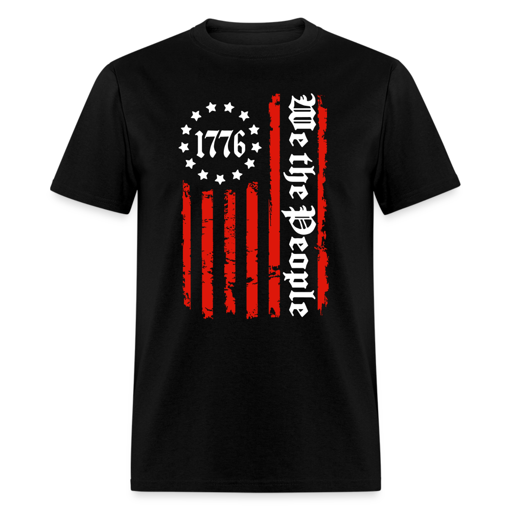 We The People 1776 T-Shirt Flag with Red Stripes Color: black