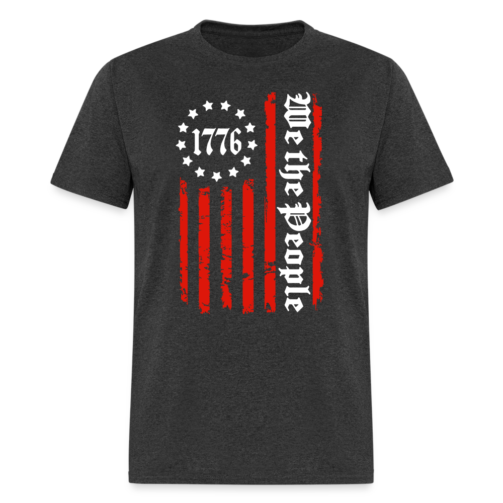 We The People 1776 T-Shirt Flag with Red Stripes Color: heather black
