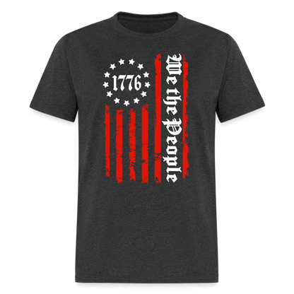 We The People 1776 T-Shirt Flag with Red Stripes Color: heather black