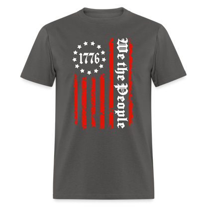 We The People 1776 T-Shirt Flag with Red Stripes Color: charcoal