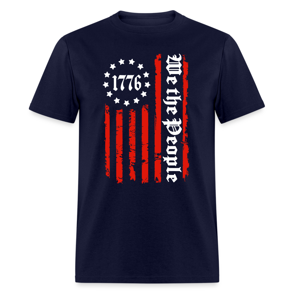 We The People 1776 T-Shirt Flag with Red Stripes Color: navy