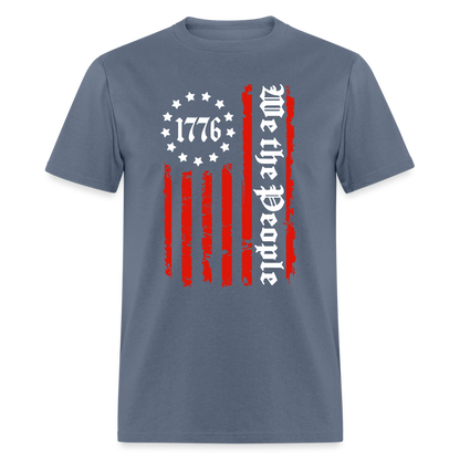 We The People 1776 T-Shirt Flag with Red Stripes Color: denim