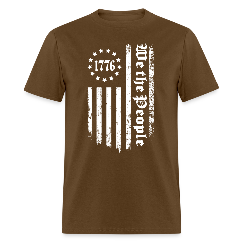 1776 We The People T-Shirt White Flag 13 Stripes Color: brown