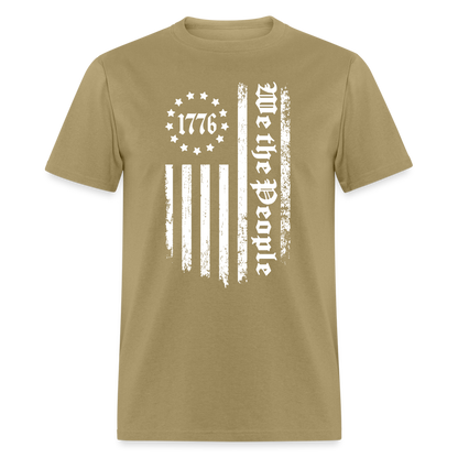 1776 We The People T-Shirt White Flag 13 Stripes Color: khaki