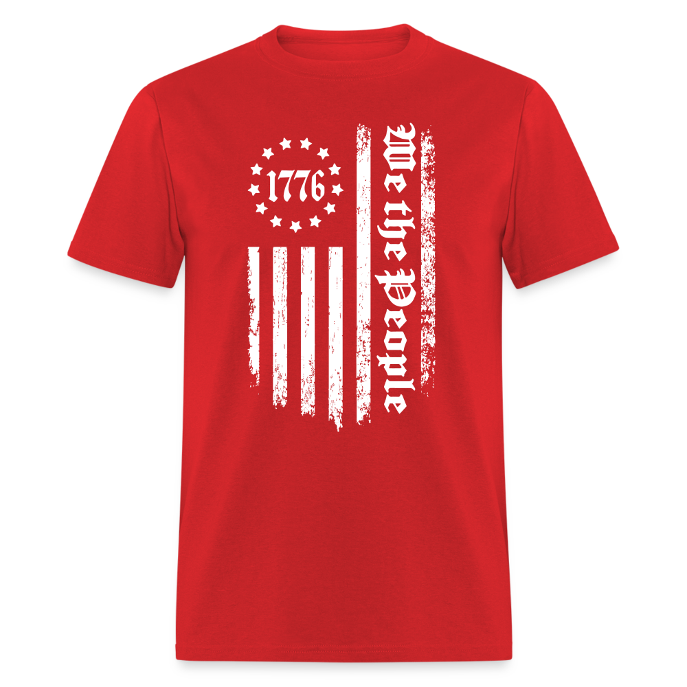 1776 We The People T-Shirt White Flag 13 Stripes Color: red