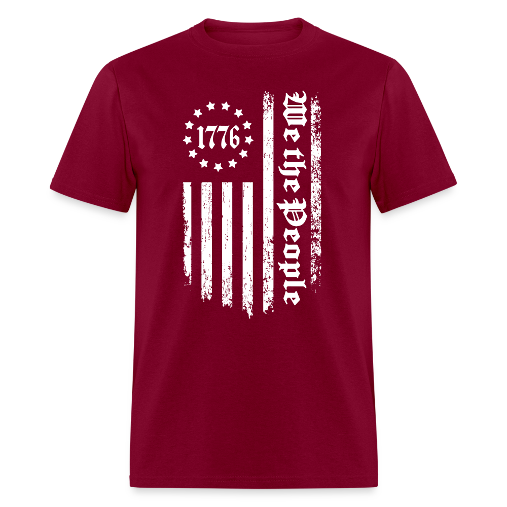 1776 We The People T-Shirt White Flag 13 Stripes Color: burgundy