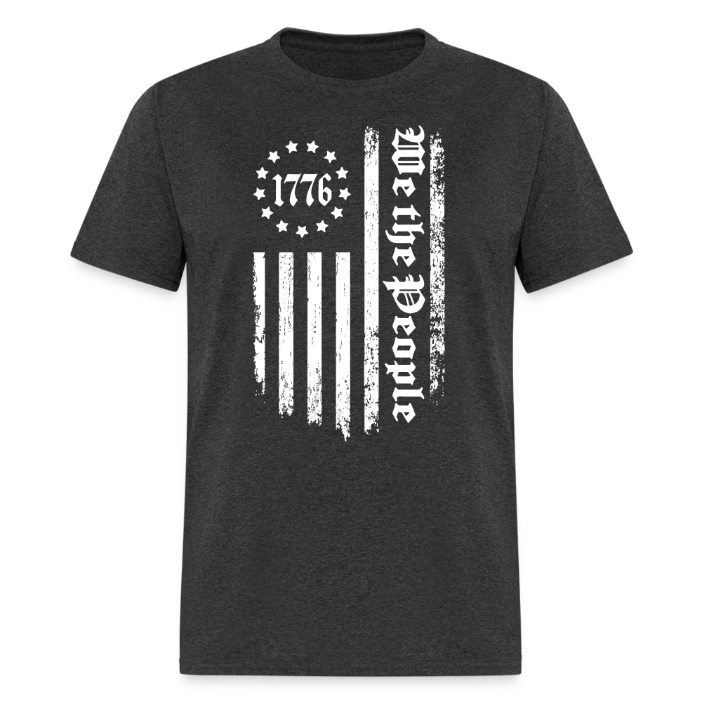 1776 We The People T-Shirt White Flag 13 Stripes Color: heather black