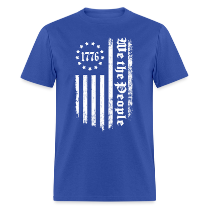 1776 We The People T-Shirt White Flag 13 Stripes Color: royal blue