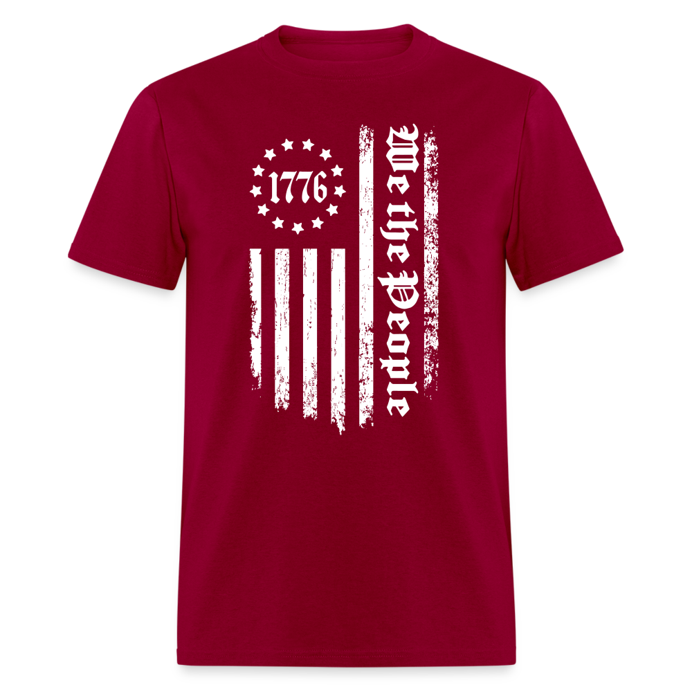1776 We The People T-Shirt White Flag 13 Stripes Color: dark red