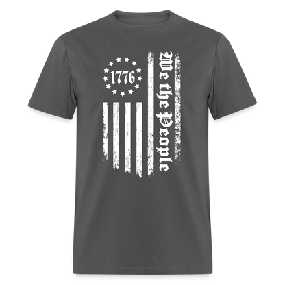 1776 We The People T-Shirt White Flag 13 Stripes Color: charcoal