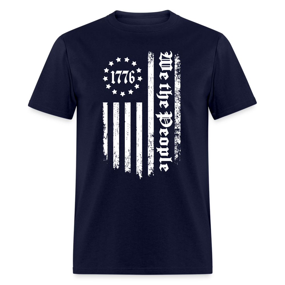 1776 We The People T-Shirt White Flag 13 Stripes Color: navy