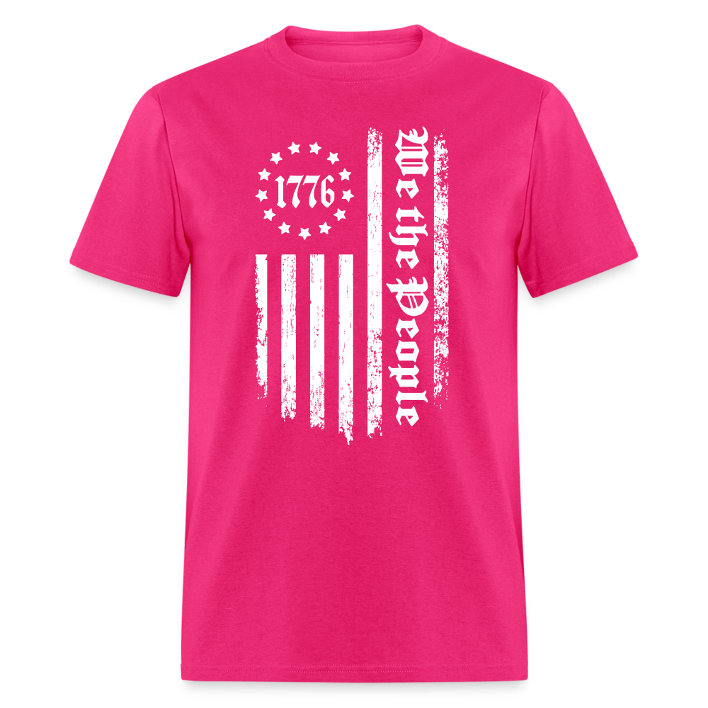 1776 We The People T-Shirt White Flag 13 Stripes Color: fuchsia