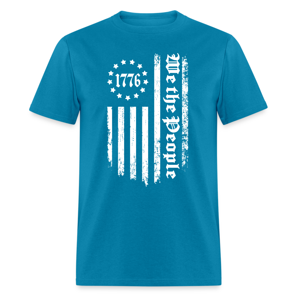 1776 We The People T-Shirt White Flag 13 Stripes Color: turquoise