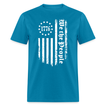 1776 We The People T-Shirt White Flag 13 Stripes Color: turquoise